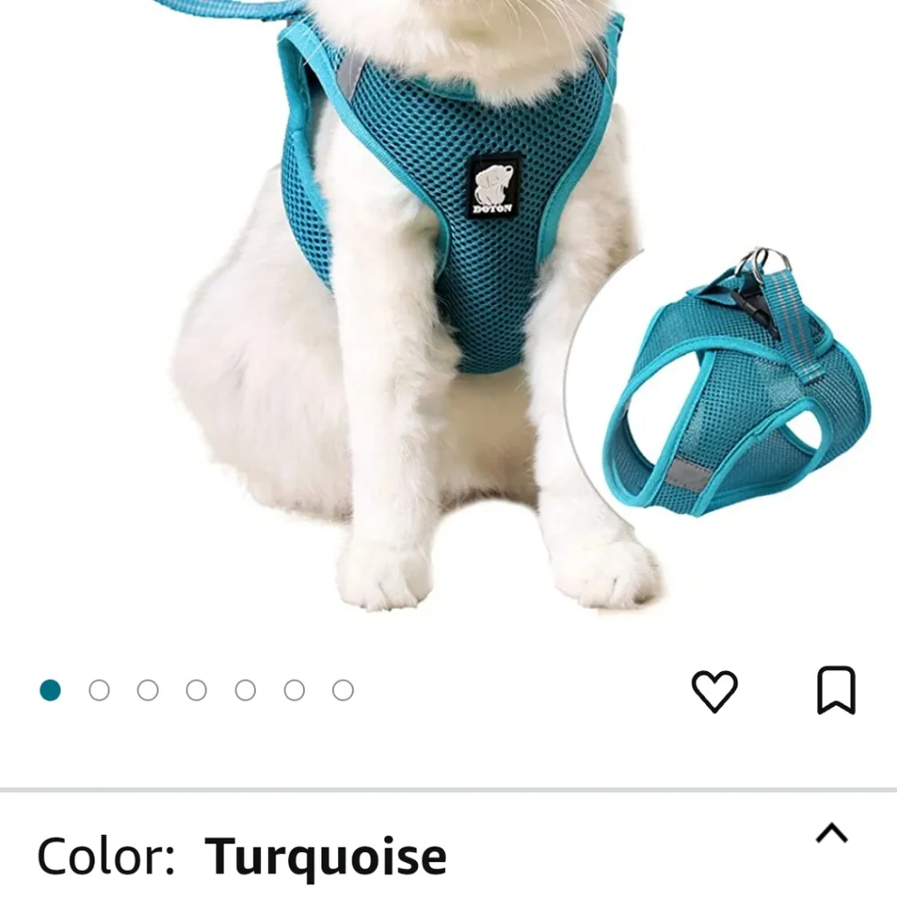 Turquoise Dotoner XS Cat/Dog Harness with Leash in package